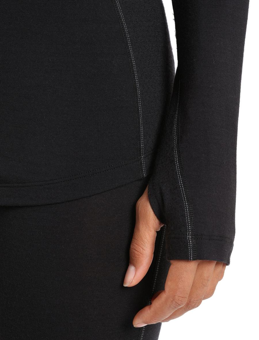 Icebreaker BodyfitZone™ Merino 200 Zone Thermal Long Sleeve Half Zip Top Női Base Layers Fekete | HU 1867KORI